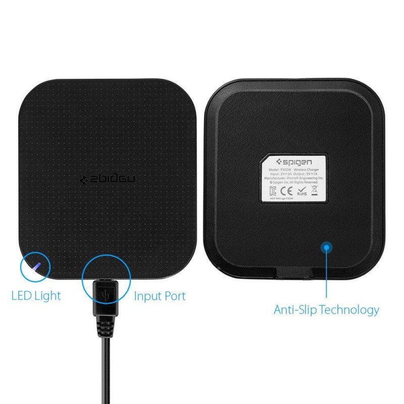 SPIGEN F302W WIRELESS CHARGER BLACK